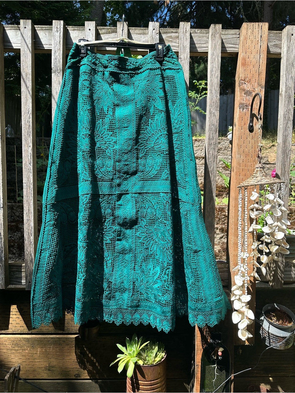 FARM Rio Teal Crochet Midi Skirt and Matching Top Set - Picture 6 of 8